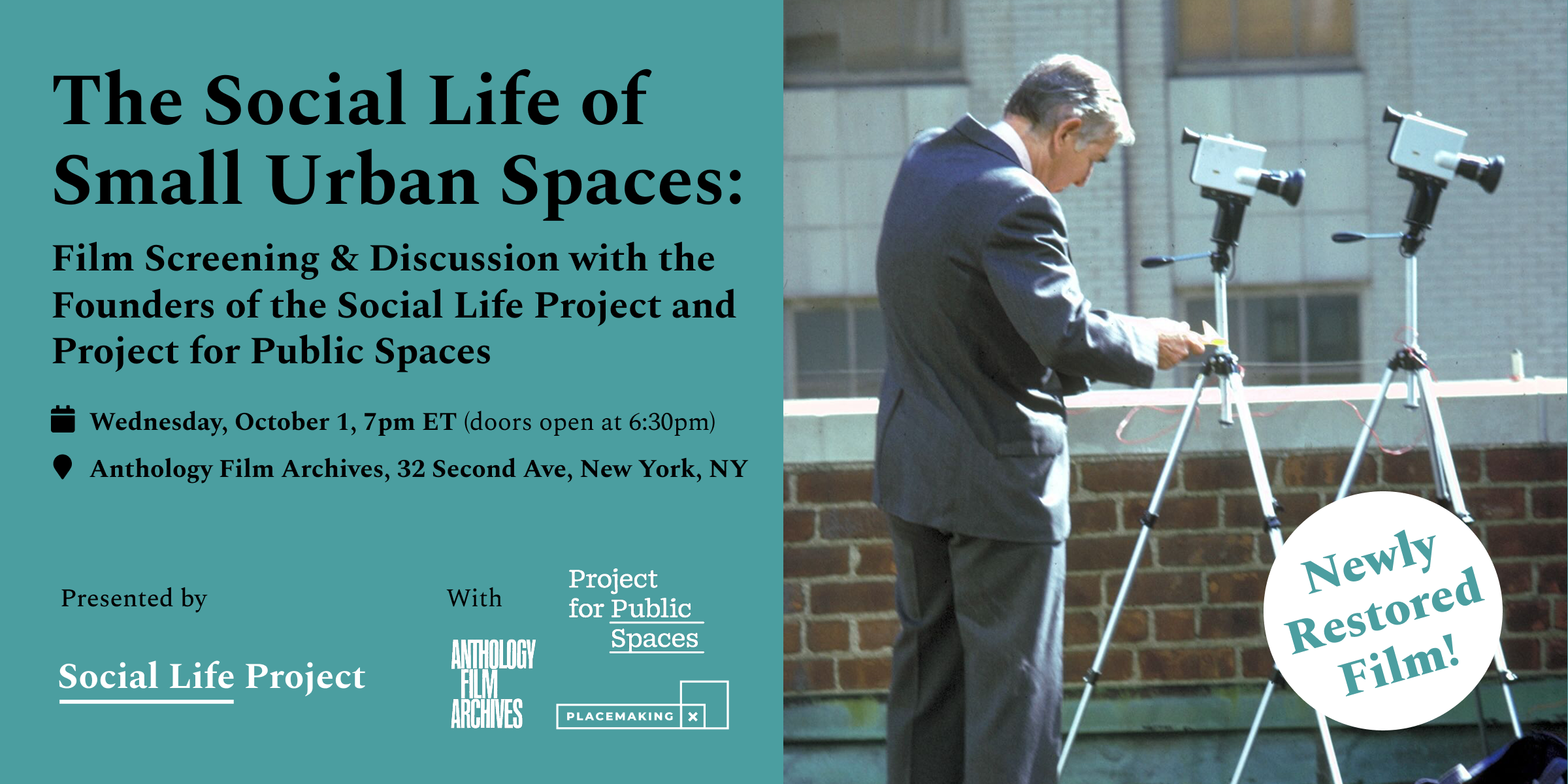 October 1st Screening: The Social Life of Small Urban Spaces